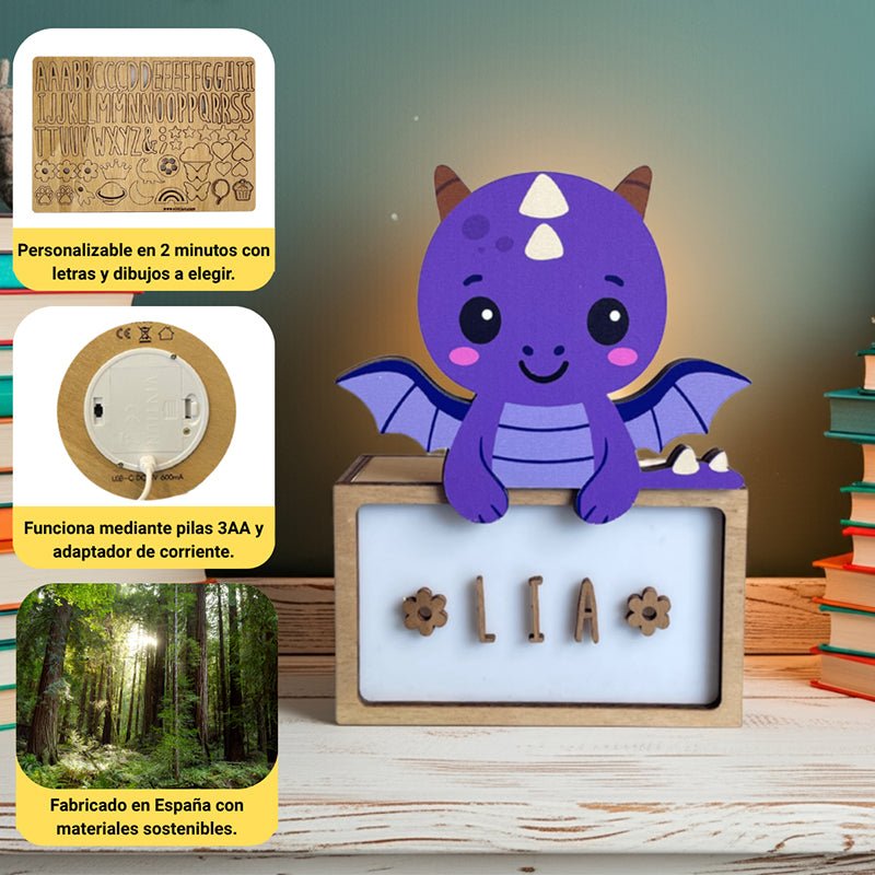 Lampara Infantil Personalizada Dragon - Nanetes